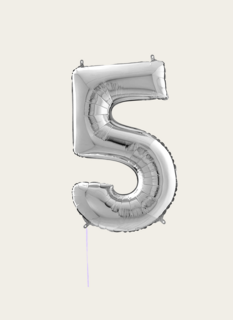 Cijferballon 5 Jaar Zilver XL