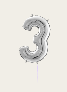 Cijferballon 3 Jaar Zilver XL
