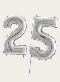 Cijferballon 25 Jaar Zilver XL
