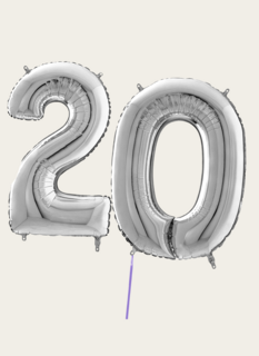 Cijferballon 20 Jaar Zilver XL