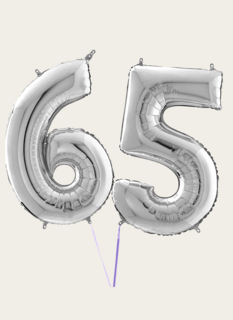 Cijferballon 65 Jaar Zilver XL