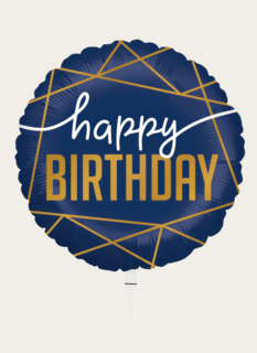 Ballon Happy Birthday Blauw Goud
