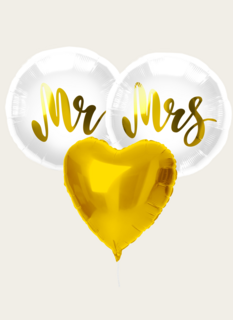 Ballonnentros Mr En Mrs Goud Wit