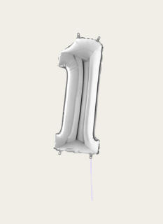 Cijferballon 1 Jaar Zilver XL