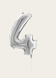 Cijferballon 4 Jaar Zilver XL