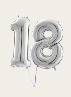 Cijferballon 18 Jaar Zilver XL