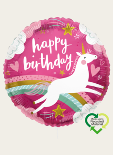 Ballon Eenhoorn Happy Birthday Multi Eco