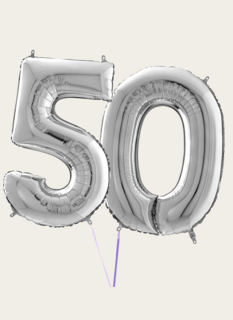Cijferballon 50 Jaar Zilver XL