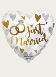 Ballon Hart Just Married Zilver Goud